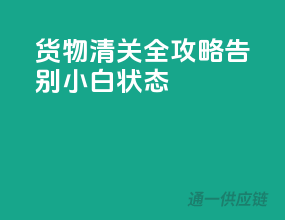 货物清关全攻略，告别小白状态