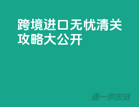 跨境进口无忧，清关攻略大公开！