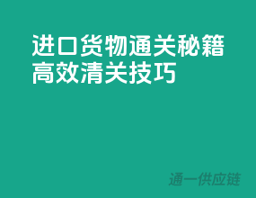 进口货物通关秘籍：高效清关技巧