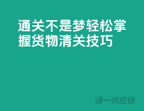 通关不是梦，轻松掌握货物清关技巧！