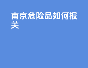 南京危险品如何报关