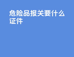 危险品报关要什么证件
