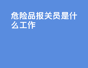 危险品报关员是什么工作
