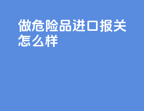 做危险品进口报关怎么样