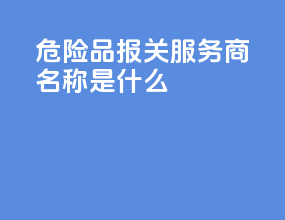 危险品报关服务商名称是什么