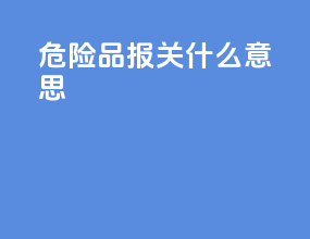 危险品报关什么意思
