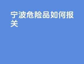 宁波危险品如何报关