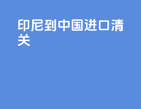 印尼到中国进口清关
