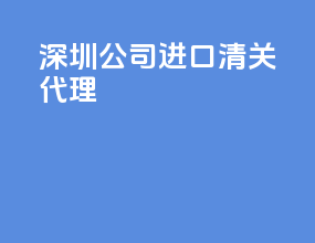 深圳公司进口清关代理