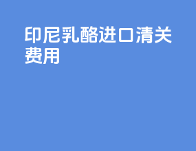 印尼乳酪进口清关费用