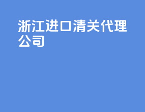 浙江进口清关代理公司