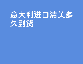 意大利进口清关多久到货