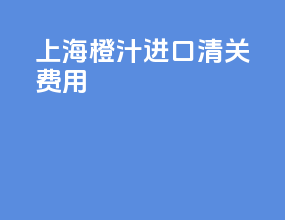 上海橙汁进口清关费用