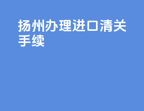 扬州办理进口清关手续