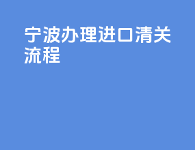 宁波办理进口清关流程