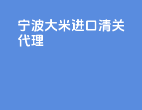 宁波大米进口清关代理