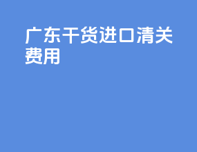 广东干货进口清关费用