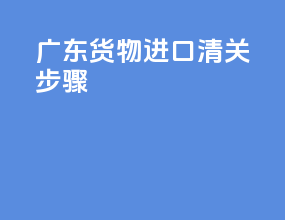 广东货物进口清关步骤