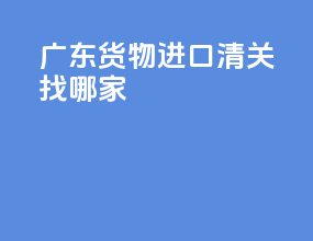 广东货物进口清关找哪家