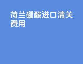 荷兰硼酸进口清关费用