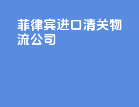 菲律宾进口清关物流公司