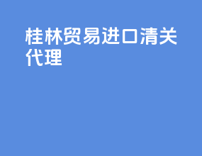 桂林贸易进口清关代理