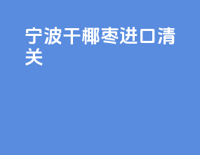 宁波干椰枣进口清关