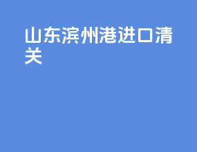 山东滨州港进口清关