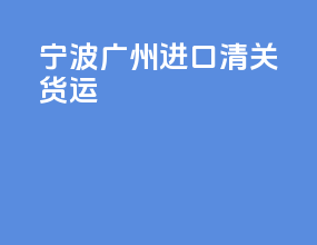 宁波广州进口清关货运