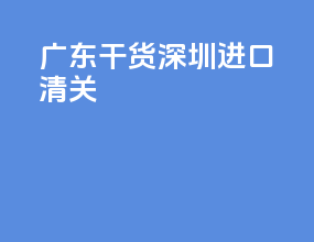 广东干货深圳进口清关