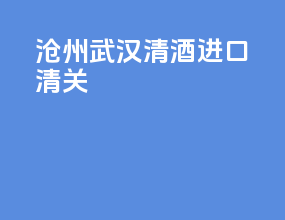 沧州武汉清酒进口清关