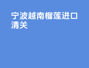 宁波越南榴莲进口清关