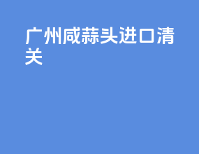 广州咸蒜头进口清关