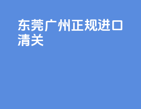 东莞广州正规进口清关