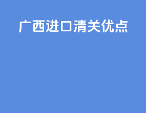 广西进口清关优点