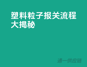 塑料粒子报关流程大揭秘